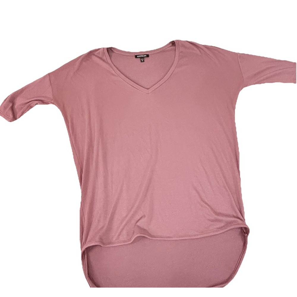 Express Mauve Pink‎ V neck 1/2 Sleeve Sweater Like Dolman Sleeve Top